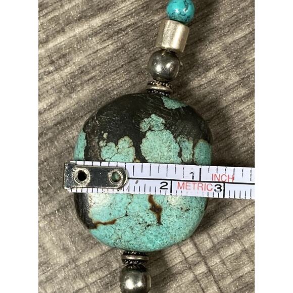 Vintage Tibetan Turquoise & Coconut Shell Collar Necklace Silver Clasp 15.5” - Picture 11 of 11